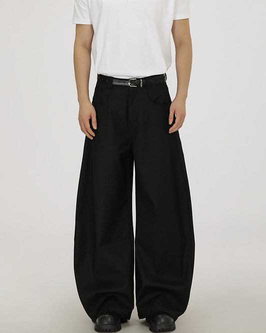 Pantaloni Larghi Uomo in Lana e Viscosa