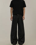 Pantaloni Larghi Uomo Gessati in Misto Lana