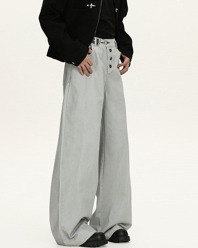 Jeans Larghi Uomo Washed in Cotone