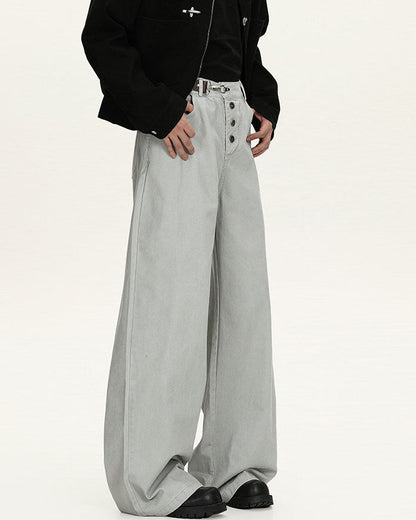 Jeans Larghi Uomo Washed in Cotone
