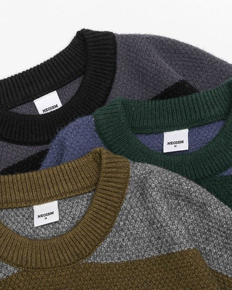 Maglione Uomo Girocollo a Righe in Cotone