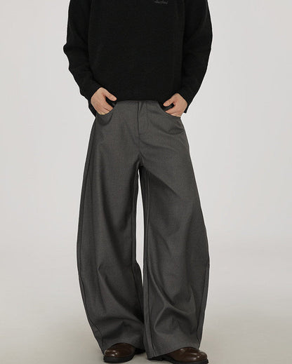 Pantaloni Larghi Uomo in Lana e Viscosa