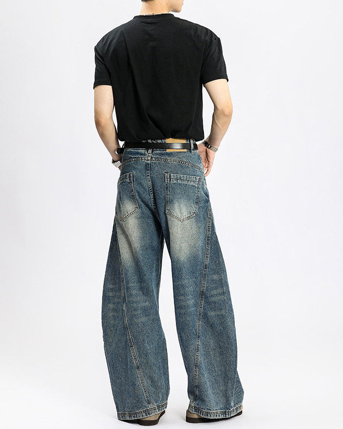 Jeans Larghi Uomo Washed Elasticizzati