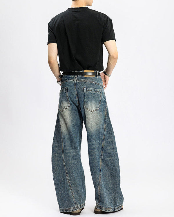 Jeans Larghi Uomo Washed Elasticizzati
