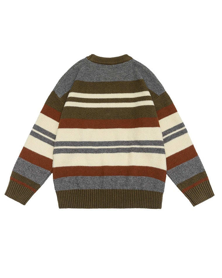 Maglione Uomo Girocollo a Righe in Cotone