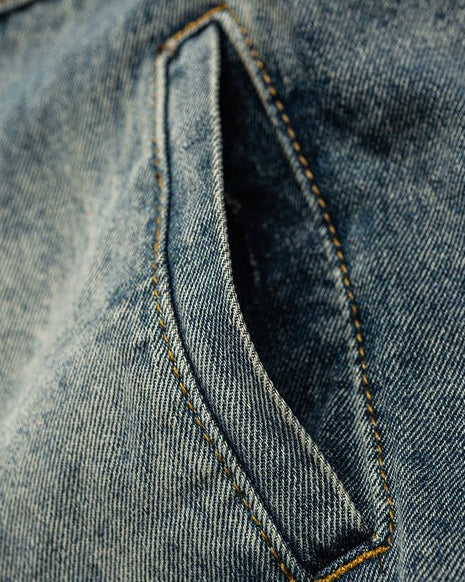 Giacca di Jeans Uomo Cargo Effetto Delavé
