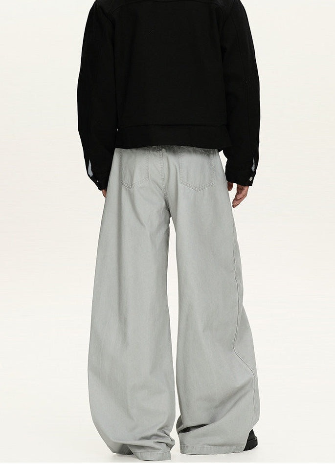 Jeans Larghi Uomo Washed in Cotone
