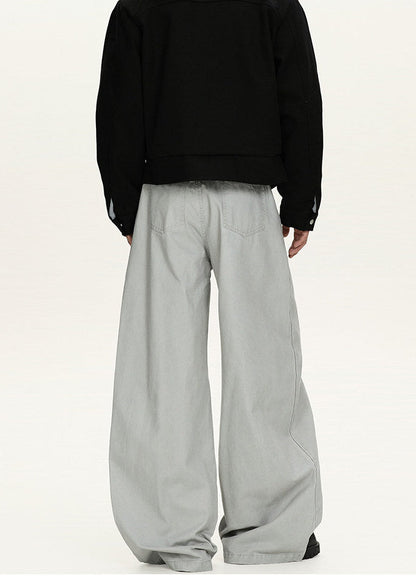 Jeans Larghi Uomo Washed in Cotone