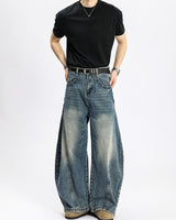 Jeans Larghi Uomo Washed Elasticizzati