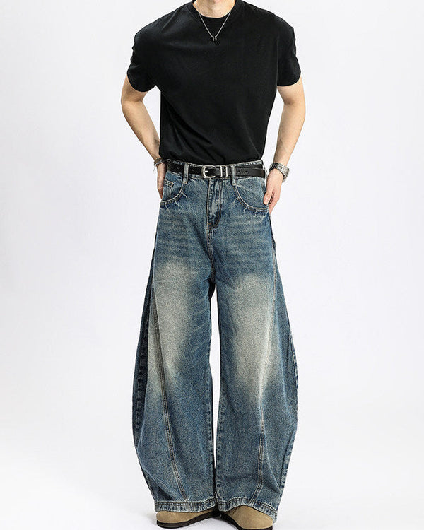 Jeans Larghi Uomo Washed Elasticizzati