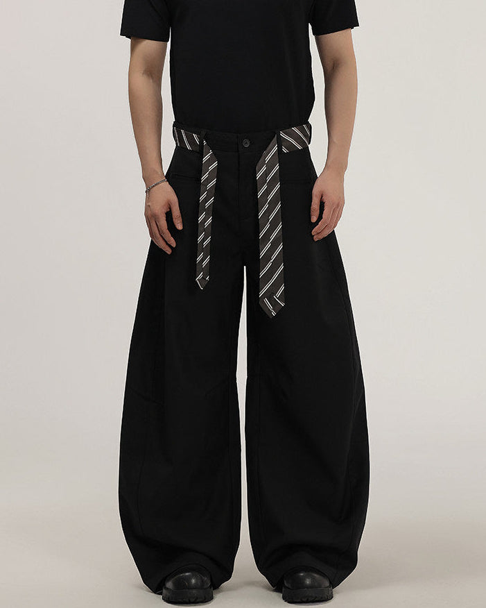 Pantaloni Larghi Uomo con Cintura in Tessuto