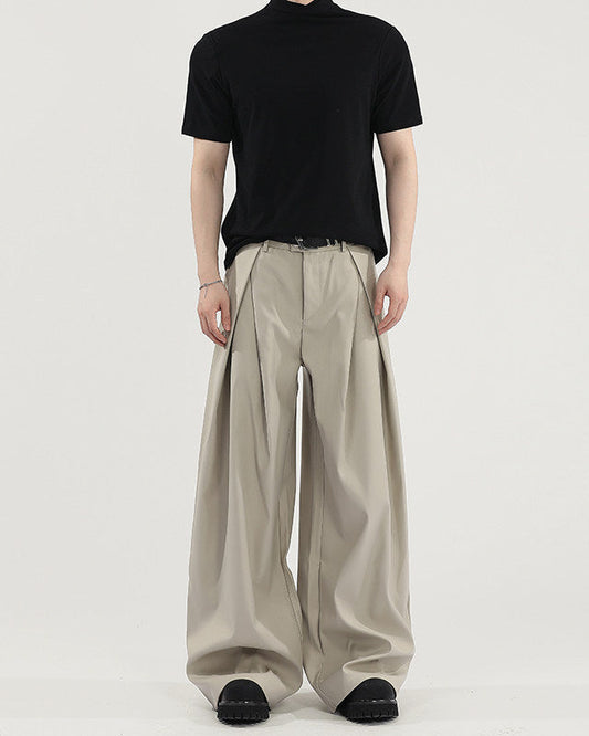 Pantaloni Larghi Uomo con Pinces in Viscosa