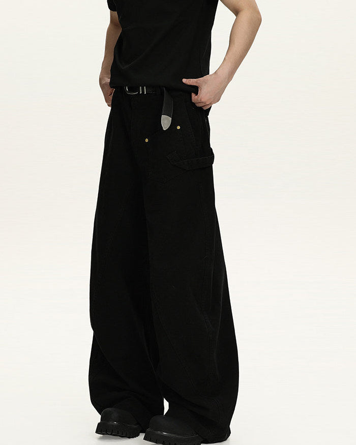 Pantaloni Larghi Uomo Utility in Cotone