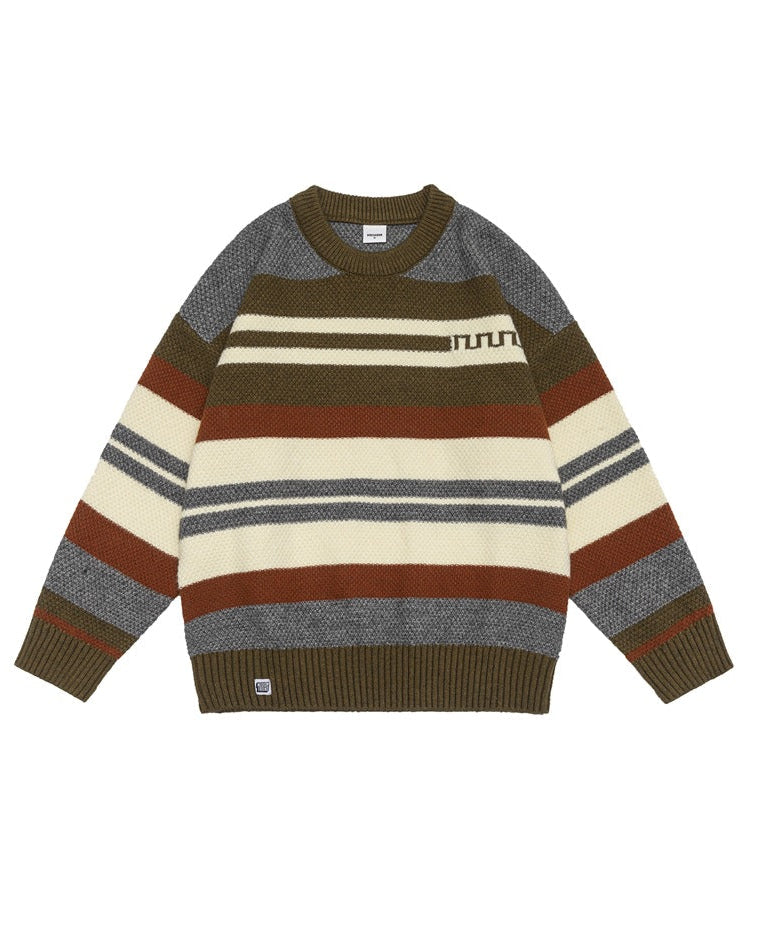 Maglione Uomo Girocollo a Righe in Cotone