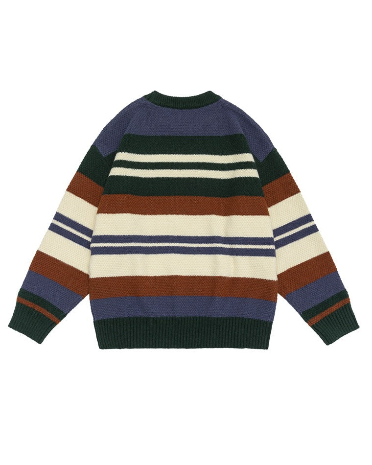 Maglione Uomo Girocollo a Righe in Cotone