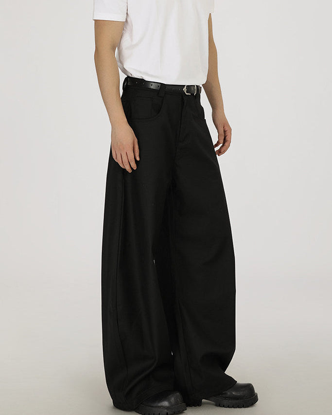 Pantaloni Larghi Uomo in Lana e Viscosa
