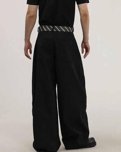 Pantaloni Larghi Uomo con Cintura in Tessuto