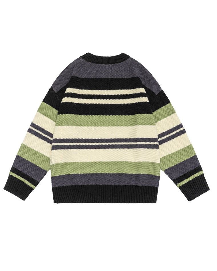 Maglione Uomo Girocollo a Righe in Cotone