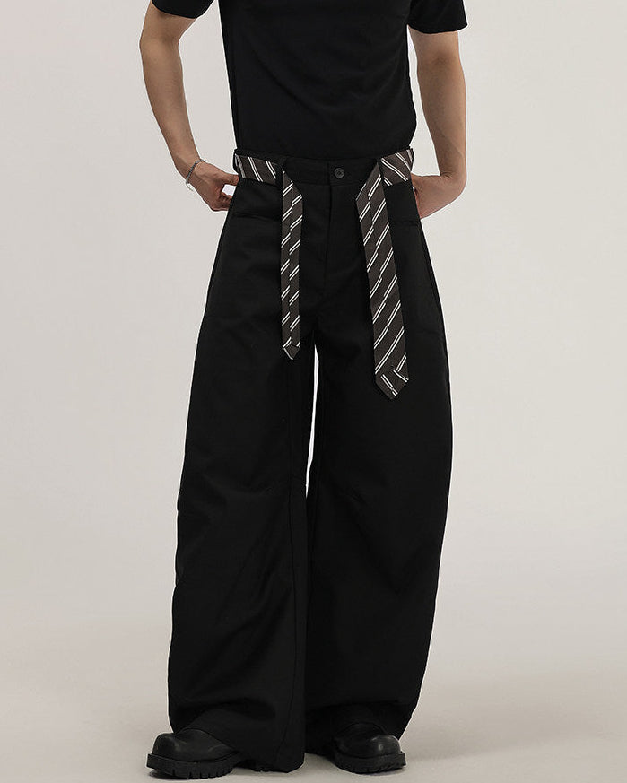 Pantaloni Larghi Uomo con Cintura in Tessuto
