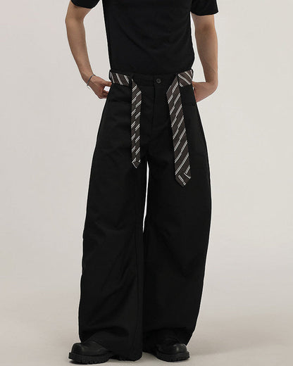 Pantaloni Larghi Uomo con Cintura in Tessuto