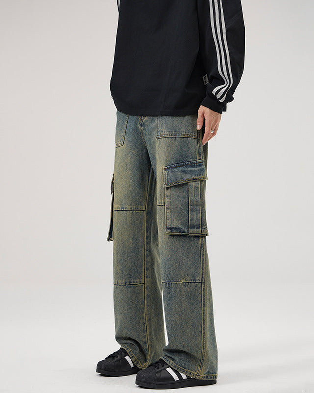 Jeans Uomo Cargo Effetto Vintage