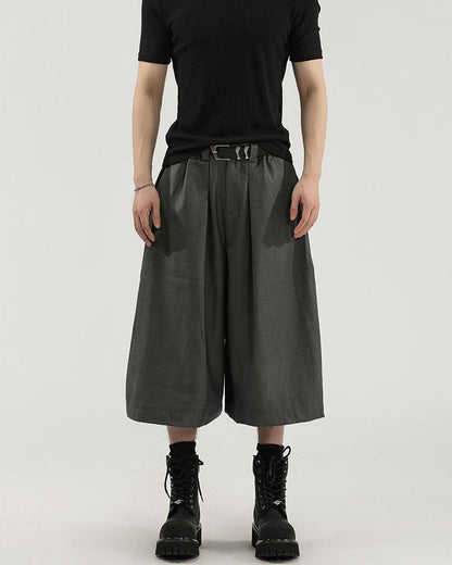 Pantaloni Larghi Uomo Cropped con Pinces