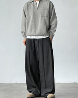 Pantaloni Larghi Uomo con Pinces in Misto Lana