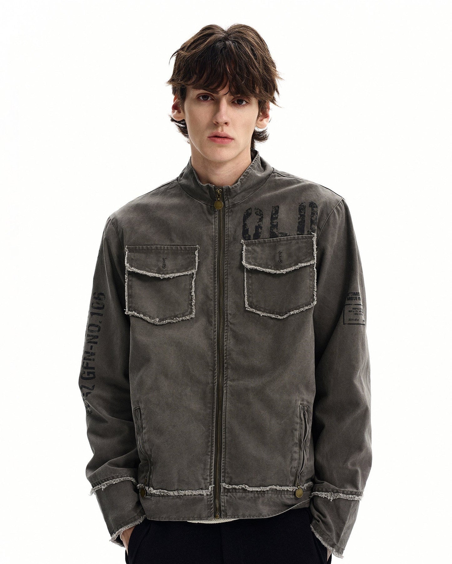 Field Jacket Uomo con Zip in Cotone Washed