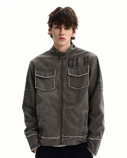 Field Jacket Uomo con Zip in Cotone Washed