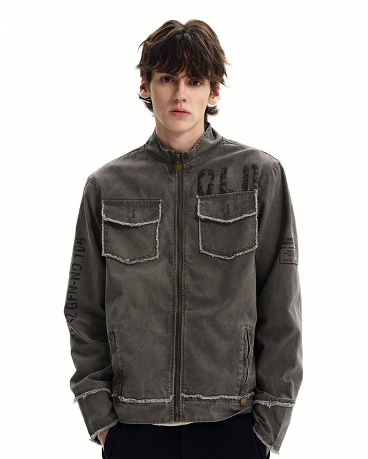 Field Jacket Uomo con Zip in Cotone Washed