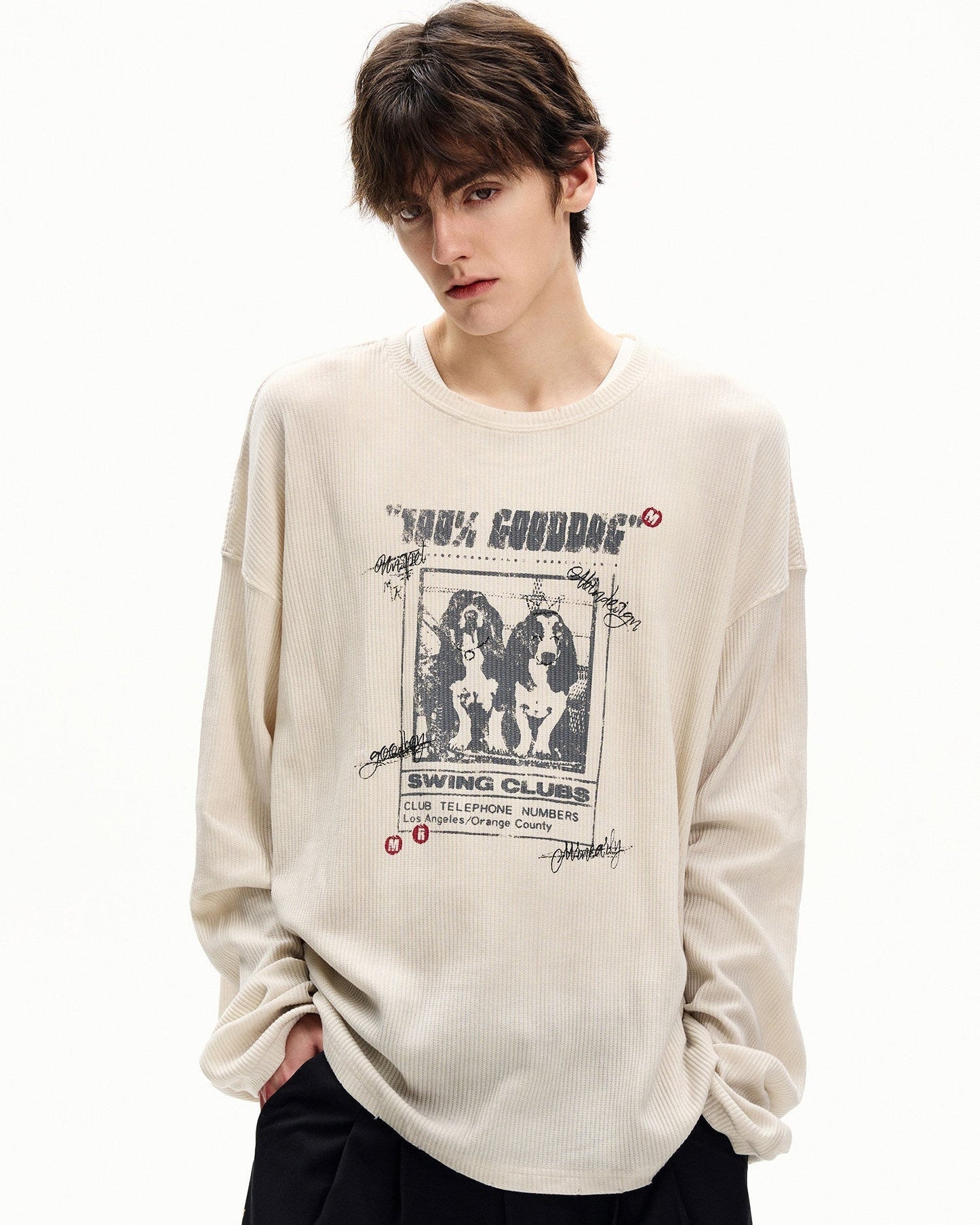 Maglia Uomo Maniche Lunghe a Nido d'Ape con Stampa