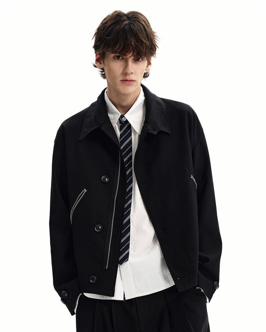 Giubbotto Uomo con Tasche Zip in Misto Lana