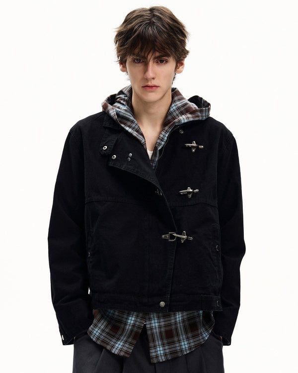 Giubbotto Uomo con Alamari in Cotone Washed