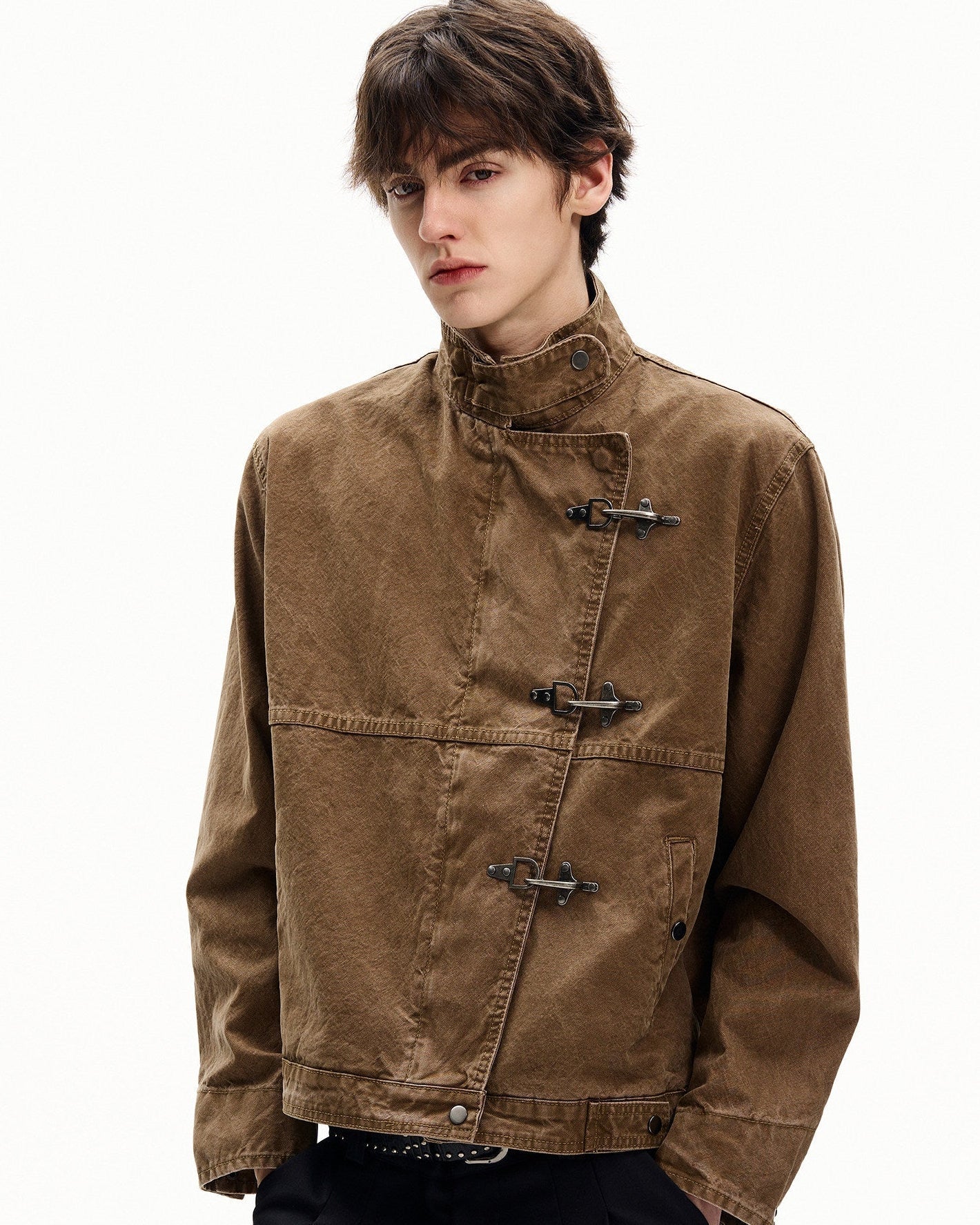 Giubbotto Uomo con Alamari in Cotone Washed