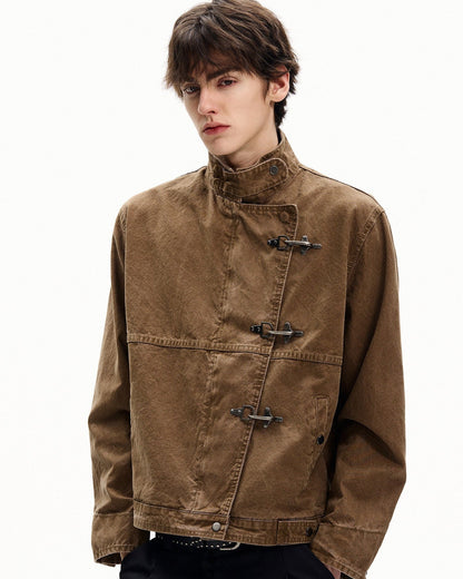Giubbotto Uomo con Alamari in Cotone Washed