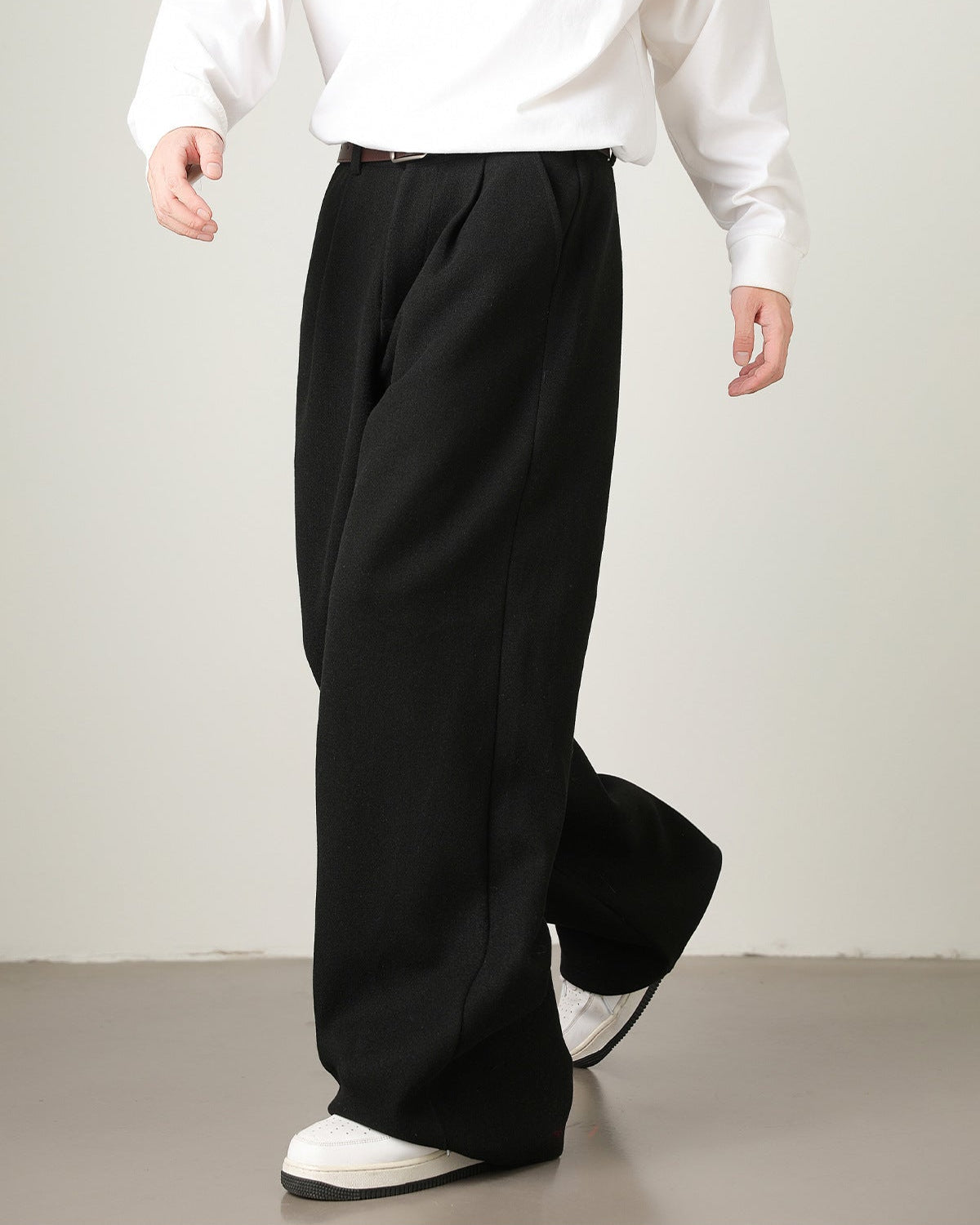 Pantaloni Larghi Uomo in Misto Lana