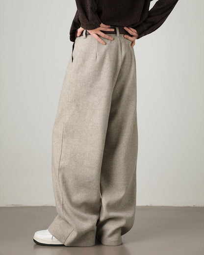 Pantaloni Larghi Uomo in Misto Lana