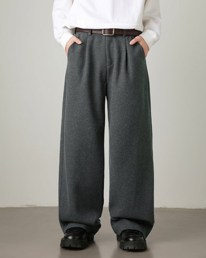 Pantaloni Larghi Uomo in Misto Lana