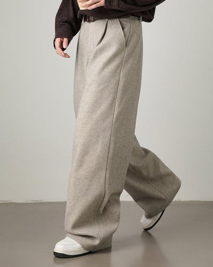 Pantaloni Larghi Uomo in Misto Lana