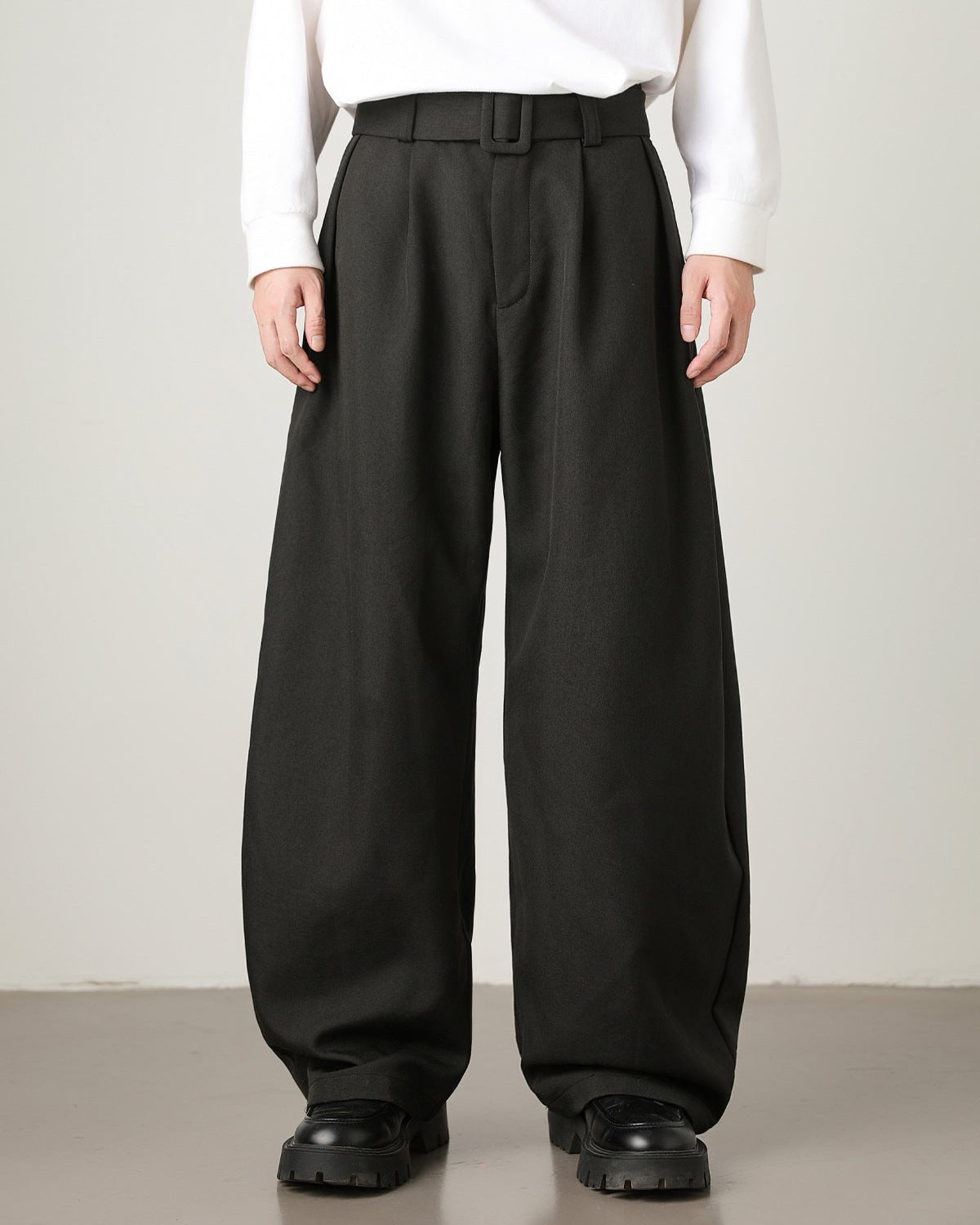 Pantaloni Larghi Uomo in Misto Lana e Cotone