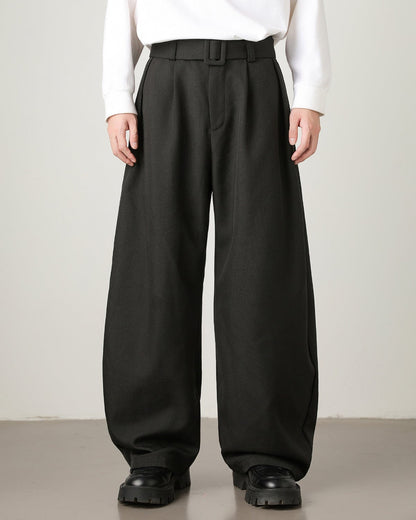Pantaloni Larghi Uomo in Misto Lana e Cotone