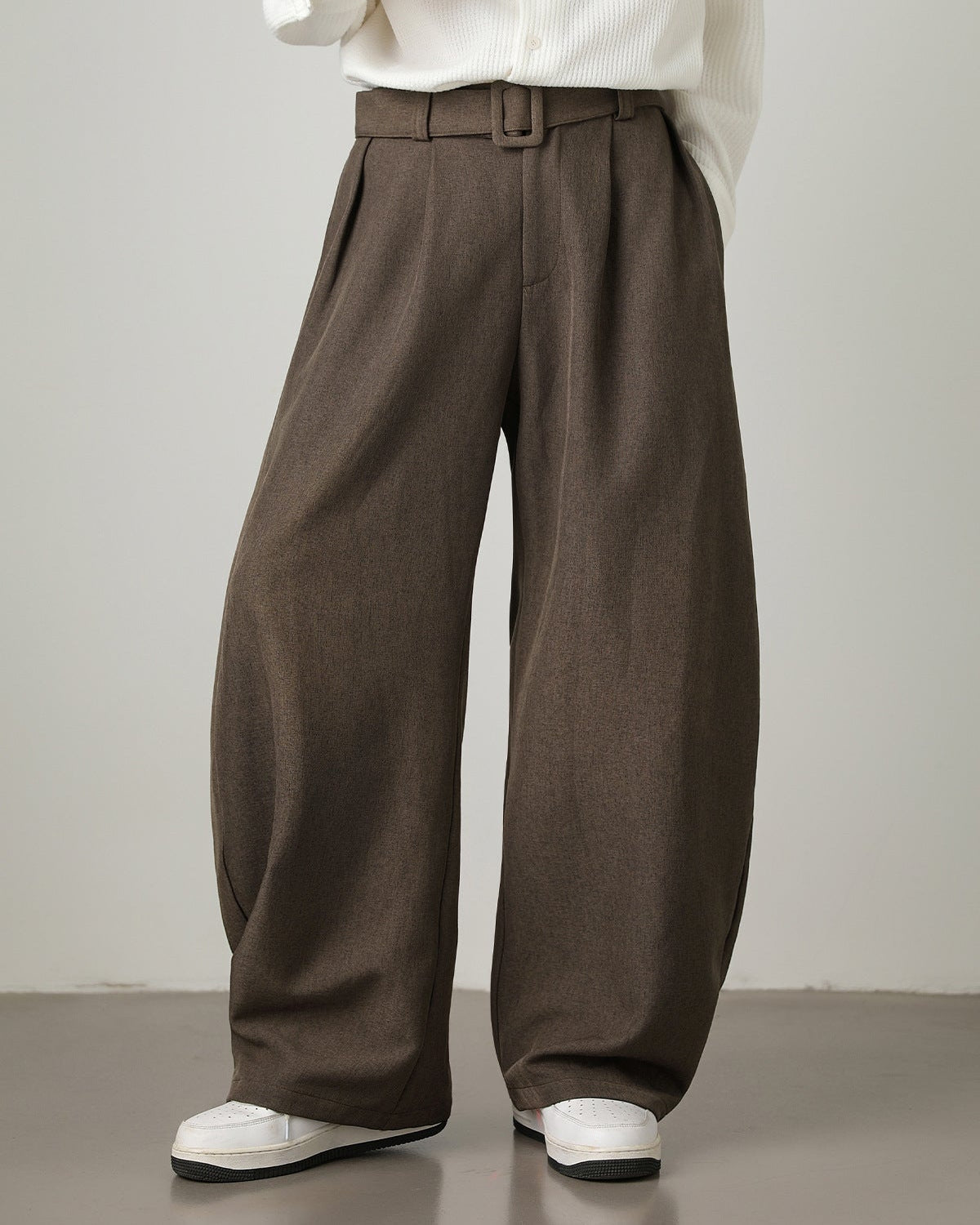 Pantaloni Larghi Uomo in Misto Lana e Cotone