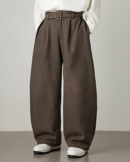 Pantaloni Larghi Uomo in Misto Lana e Cotone