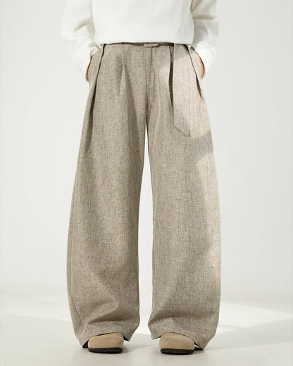 Pantaloni Larghi Uomo in Misto Lana e Cotone