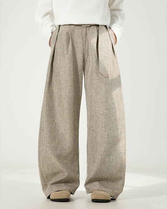 Pantaloni Larghi Uomo in Misto Lana e Cotone