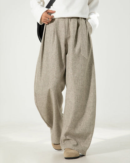 Pantaloni Larghi Uomo in Misto Lana e Cotone