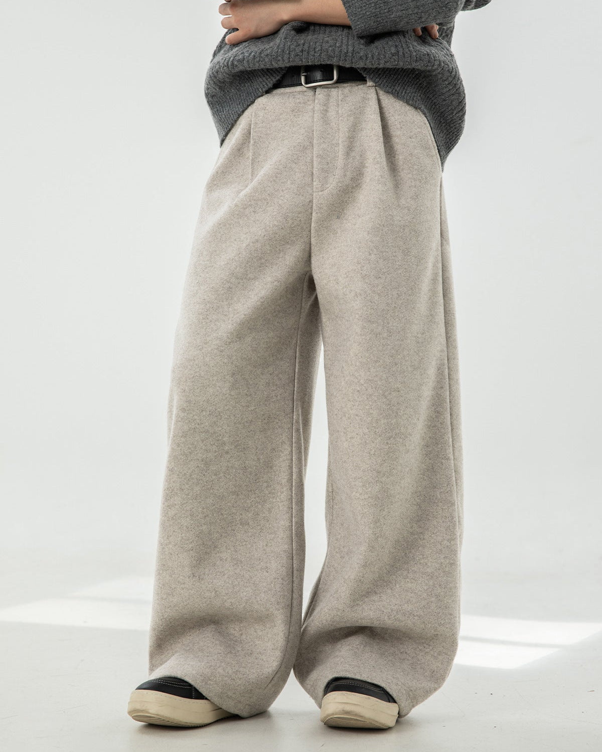 Pantaloni Larghi Uomo in Misto Lana