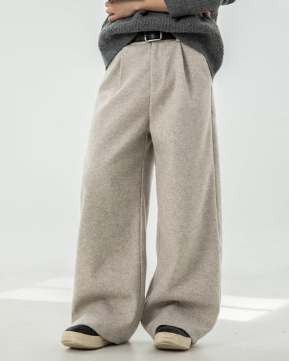 Pantaloni Larghi Uomo in Misto Lana