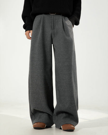 Pantaloni Larghi Uomo in Misto Lana