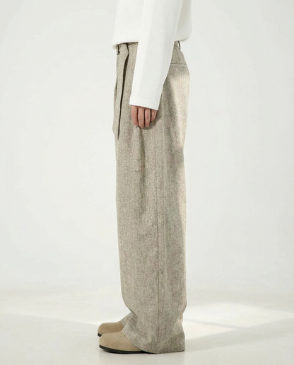 Pantaloni Larghi Uomo in Misto Lana e Cotone